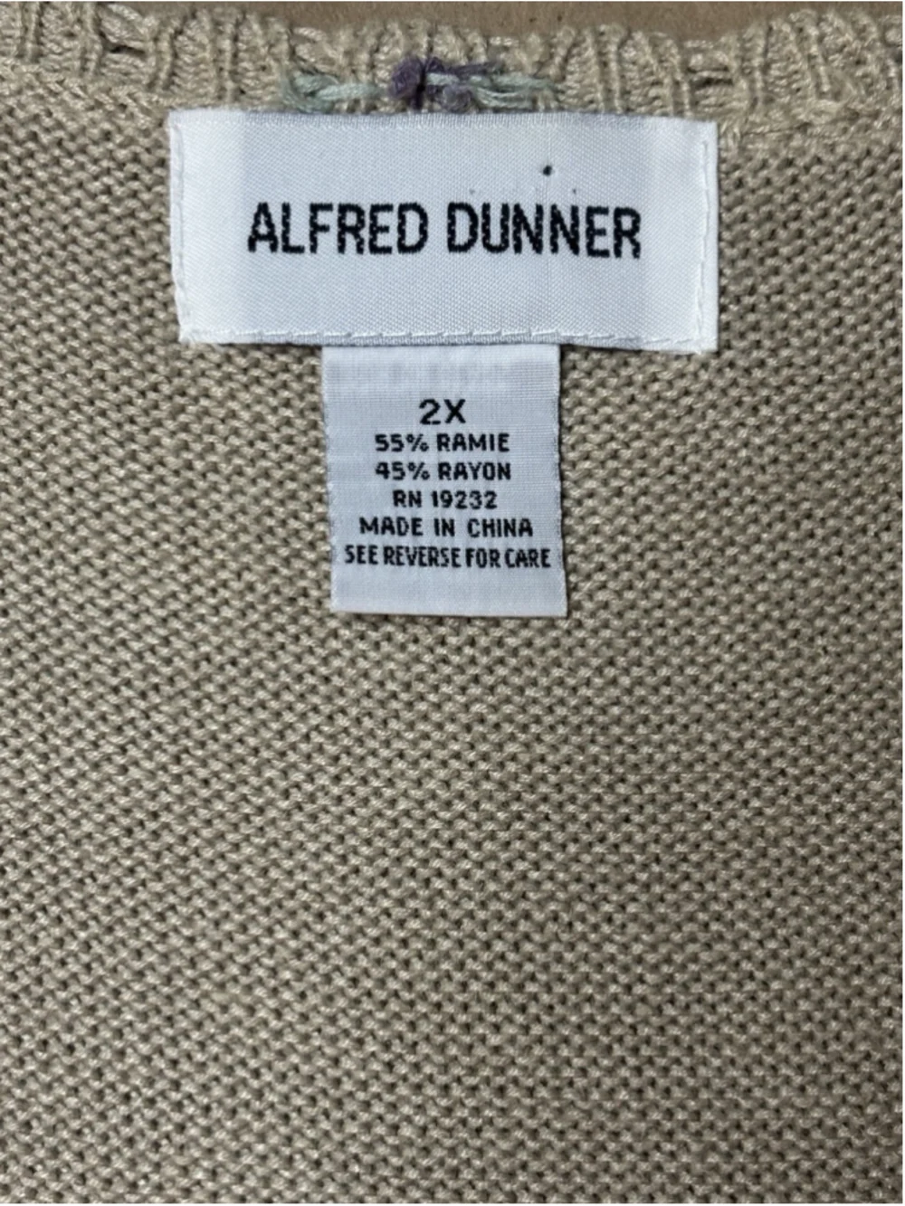 Alfred Dunner 2X Ramie Rayon Floral Embroidered Button Knit Vest Cottagecore